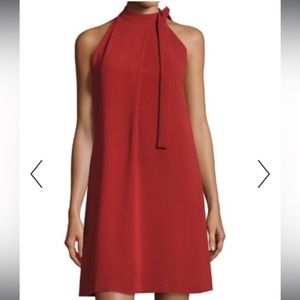 Theory Espere Admiral Tie-Neck A-line Dress, Red